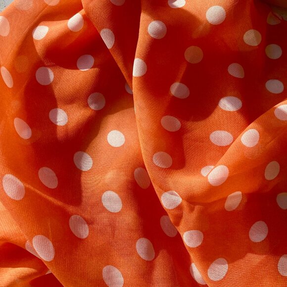 Orange and White Polka Dot Scarf Fairycore - Picture 3 of 7